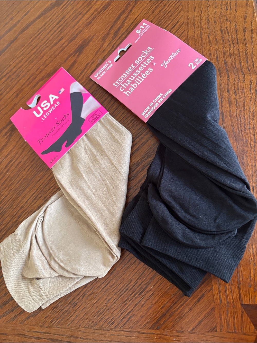 USA Legwear Trouser Socks - Black & Nude